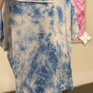 Soft Surroundings Blue Tie-Dye Short Sleeve Top